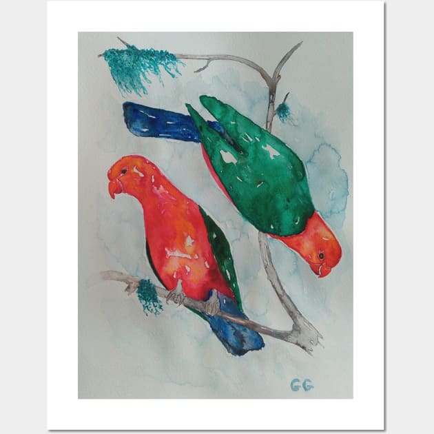 King Parrots - bird art by Garry Greenwood - Parrot design Wall Art by GarryGreenwood